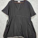 Mud Pie  Women’s Shirt Swimsuit Cover‎ Up Sz S/M Black Pom Pom Detail Boho Beach Photo 0