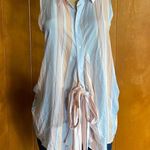 Free People Sleeveless Button Down Shirt Mackenzie Wrap Striped Multicol… Photo 2