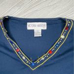 Vintage Victoria harbor short sleeve beaded sequin nautical t shirt boating lg Black Photo 2
