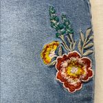 Women Size 12 Jeans Blue Floral Embroidered Blue Crop Stretch Boho Cottagecore Photo 3