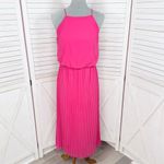 Sam Edelman Pleated Skirt Fit Flare Sleeveless Midi Dress Sundress Pink Small Photo 1