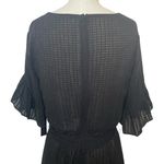 H by Halston NWT  Black Sheer Ruffled Mini Dress Flare Sleeve Waist Tie Size 6 Photo 4