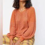 Anthropologie Maeve | Lindsay Pointelle Sweater, Rust, Size S Photo 0