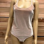 Madewell  Velvet Racerback Rose Tan Bodysuit Scoop Neck Thong Top Womens Medium Photo 8