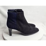 Aquatalia  Italian Black Navy Blue Colorblock Suede Ankle Boots Side Zip Womens 7 Photo 2
