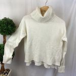 Anthropologie  White Long Sleeve Cropped Oversized Turtleneck Sweater XS Photo 1