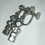 Elegant Silver Tone Vintage Blue Dangle Screw Back Earrings Photo 3