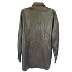 Acoa Faux Leather Shacket Sz S Brown Pearl Snap Western 90's Baggy Oversized Photo 2