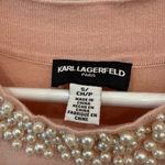 Karl Lagerfeld Paris Blush Pink Pearl Embellished Sweater | Size Small Photo 2