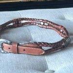 Fossil ‎ Brown Braided Leather Silver Detailed Belt Size Medium Photo 0