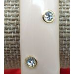 J.Crew Beautiful  Gold Tone Light Pink Hinged Bangle Bracelets Crystal Accents Photo 3