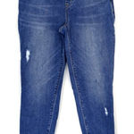 Spanx  Distressed Ankle Skinny‎ Jeans Size Medium Blue Med Wash Pull-On Raw Hem Photo 0