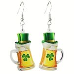 St Patricks Day Earrings Beer Shamrock Leprechaun Hat Dangle Hooks Parad… Green Photo 5