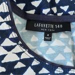 Lafayette 148 Gina Geo
Print Pleated Triangle Blue and White Sheath Dress Size 4 Photo 8
