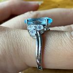 Genuine Sky Blue Topaz Rainbow Moonstone Sterling Silver Ring Size 8.75 Photo 2