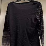 Caslon  Black and White Striped Top Medium M Long Sleeve Versatile Office Party Photo 2