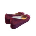 Burgundy Suede Ballet Flats with Bow Detail Elegant Luxury 7 leather sole Red Photo 3
