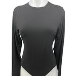 SKIMS Black Crew Neck Long Sleeve Stretch Bodysuit Thong Shirt T-shirt Top XL Photo 0