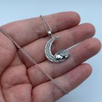 Sterling Silver Hedgehog  Celtic Crescent Moon Necklace Photo 2