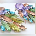 marquise mixed pageant, crystal multi color pastel rhinestone earrings New Pink Photo 3