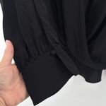 7 For All Mankind Women's Black Silk Blend Wrap Blouse Split Long Sleeve XL $195 Photo 3