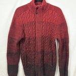 EXPRESS Cable Knit Sweater Full Zip Large Womens Red Black Ombré Pockets Photo 0