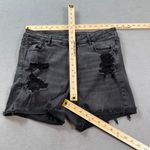 American Eagle Denim Jean Shorts 16 Womens Black High V Rise Shortie Raw Hem Photo 2