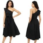 J.Crew Black One-shoulder MIDI Tie Dress Size 12P Photo 1