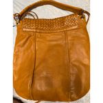 Christopher Kon Mustard Woven Leather Hobo Bag Fringe Detail Shoulder Bag Orange Photo 4
