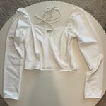 Abercrombie & Fitch White Long Sleeve with Tie Neck Photo 0