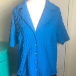 Anthropologie  Eri + Ali Cerulean Blue Textured Short Sleeve Button Down Shirt Photo 11