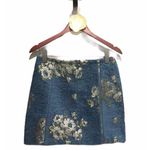 Free People Mini Skirt Size 4 Dark Turquoise Boho Brocade Textured Zip Front Photo 1