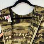 R & K Green Brown Tribal Print Sleeveless Maxi Shift Dress Size 8 Button Accents Photo 6