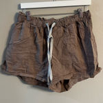 Aerie 🔴 High Waist Brown Shorts with White Drawstring Photo 0