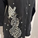 Quacker Factory  Black Beaded Snowflake Holiday Pullover Sweater Photo 4