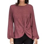 Dress Barn  Sz L Front Side Knot Knit Blouse Pullover Shirt Top Stretch Photo 4