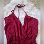 Lulus Size M Learning to Fly Burgundy Halter Jumpsuit Photo 4