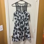 BCBGeneration women's size 0 (XS) illusion mesh slit back overlay flower dress Photo 1