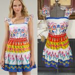 Sugar Lips Olympia Colorful Floral Ruffle Tiered Mini Dress ~ Size Medium ππ Photo 1