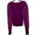 Anthropologie Women’s Puff Sleeve Shimmer Sweater Blouse Plum Wine Size Medium Photo 3