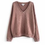 American Eagle  Fleece V-Neck Mineral Wash Sweatshirt Photo 1