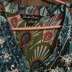 Double Decker Top Size M Sheer Tunic Beach Cover Up‎ Peacock Feathers Sequins Blue Size M Photo 2