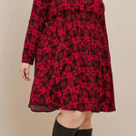 Torrid [] Disney Red Black Mickey Mouse Tartan Plaid Button Front Shirt Dress 5X Photo 0