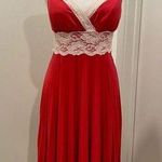 XOXO VTG Y2K 2000s Fuchsia Hot Pink & White Lace Pleated Mid-Length Dress - L Photo 0