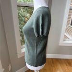 Vintage Country Shop Olive Green Waffle Knit 100% Silk Short Sleeve Baby Tee S Photo 1