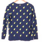 Old Navy Lemon Print Sweater Womens Preppy Navy Blue Cotton Crewneck Size S Photo 4