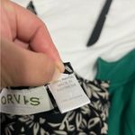 Orvis  Women’s Formal Midi V neck Tie back Black beige neutral leaf dress medium Photo 5