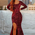 Portia and Scarlett STUNNING Deep Red Sequin Long Sleeve Dress Size 2 Photo 0