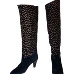 Nina BLACK & BROWN SPOTTED GENUINE SUEDE PULL ON KNEE HIGH BOOTS (5.5) Photo 0