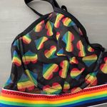 Rainbow Heart Patterned Bralette sz L Black Size L Photo 7